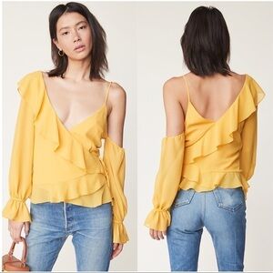 LPA Asymmetrical Ruffle Wrap Top